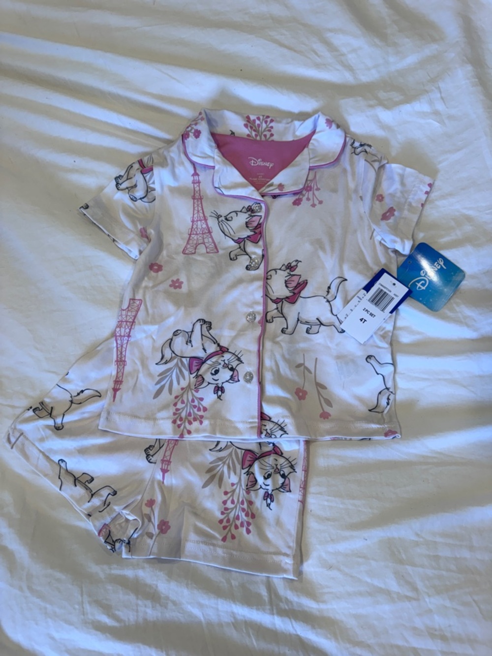 NWT Disney White & Pink Marie Aristocats Short Summer Pajama Pjs Set - Picture 2 of 6